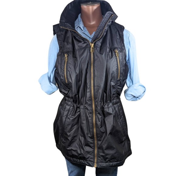 Athleta Jackets & Blazers - Athleta Medium 'Alpine Air' Black Vest Fleece Lined Full Zip Adjustable Waist
